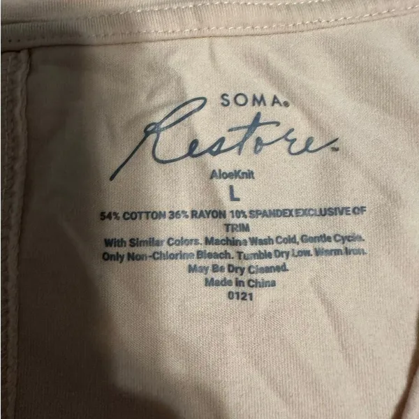 SOMA Restore Aloe Knit Pajama Set Women's Size Large Peach Pink PJS Comfort Soft - Image 4