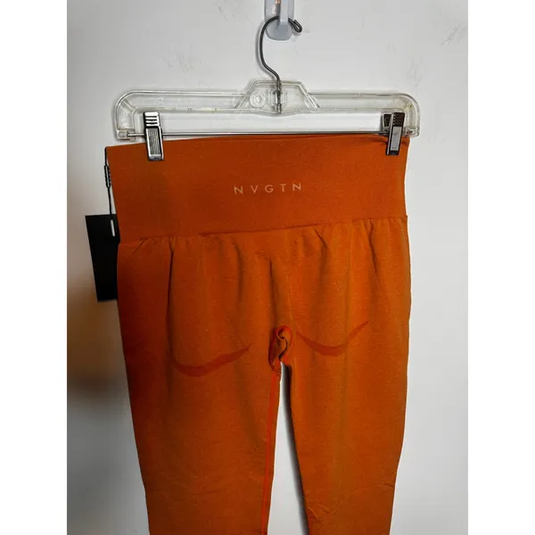 NVGTN Orange Contour Seamless Leggings & Crop Top Gym Set Workout Size XL New - Image 9