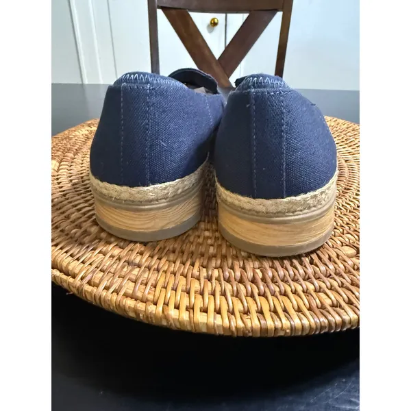 Dr. Scholls Sustainable Comfort‎ Navy Canvas Espadrille Loafers Wedge Slip On - Image 5