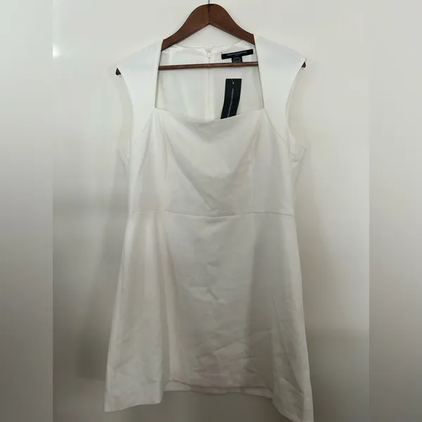 French Connection Whisper Ruth Square Neck Mini Dress, Size 14, Elegant White - Image 5