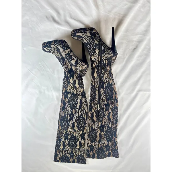 Colin Stuart Thigh High Lace Sexy Stiletto Womens Boots Size 7 - Image 2