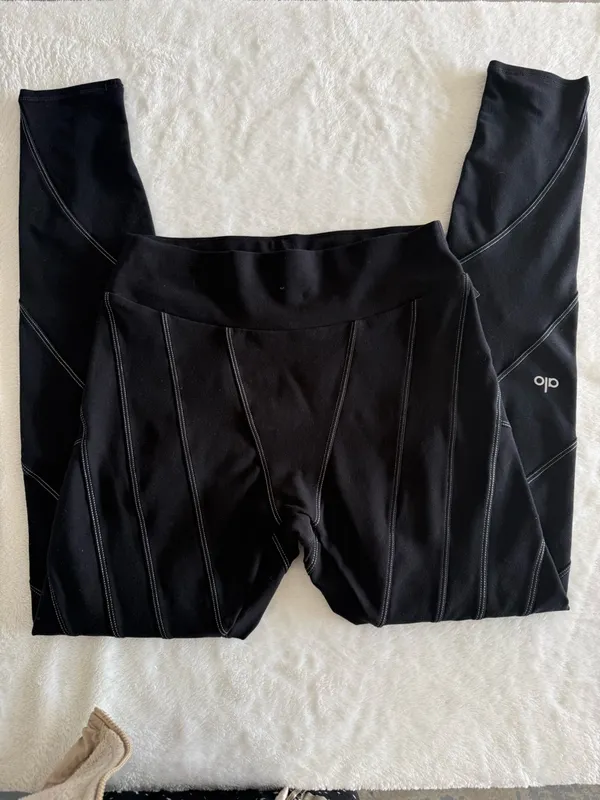 Alo Yoga Black High Waisted Leggings S Sculpt Seam Activewear Gym Yoga - Image 3