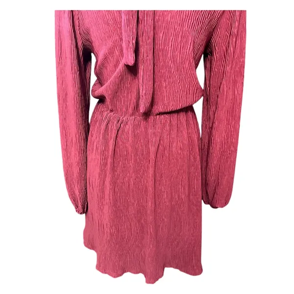 Floret Studios Women's Red Pleated Long Sleeve Mini Dress M NWOT - Image 7