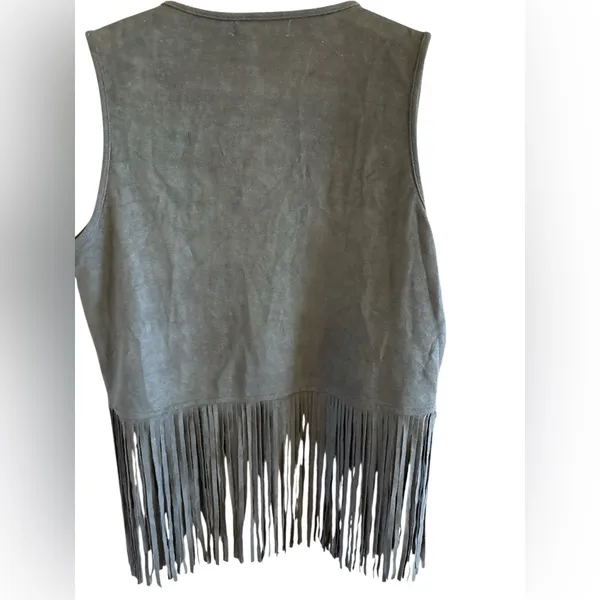 Allegra K Black Fringed Vest with Stud Accents - Image 3