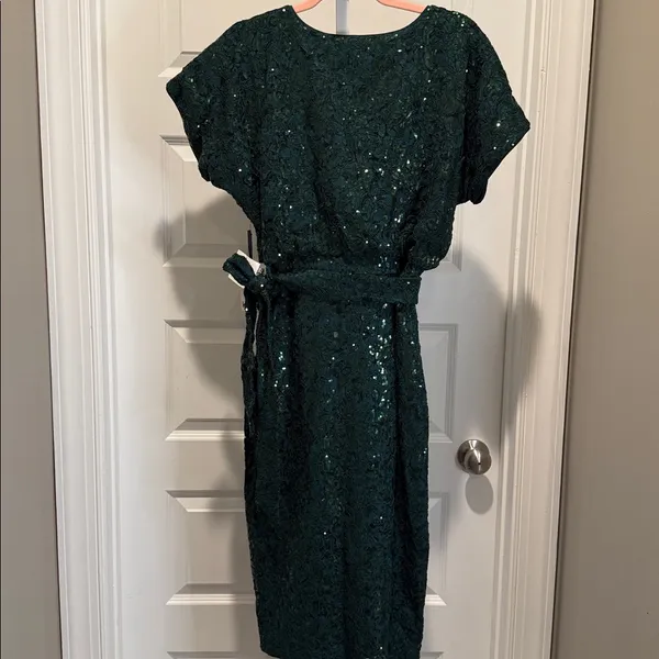 Kensie Emerald Green Sequin Lace Sheath‎ Dress Size 4 NWT - Image 7