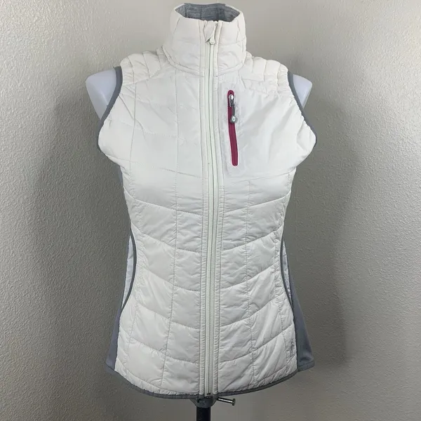 Smartwool Quilted Puffer Vest Full Zip Sz S Merino Wool White Gray *Flaws - Image 2