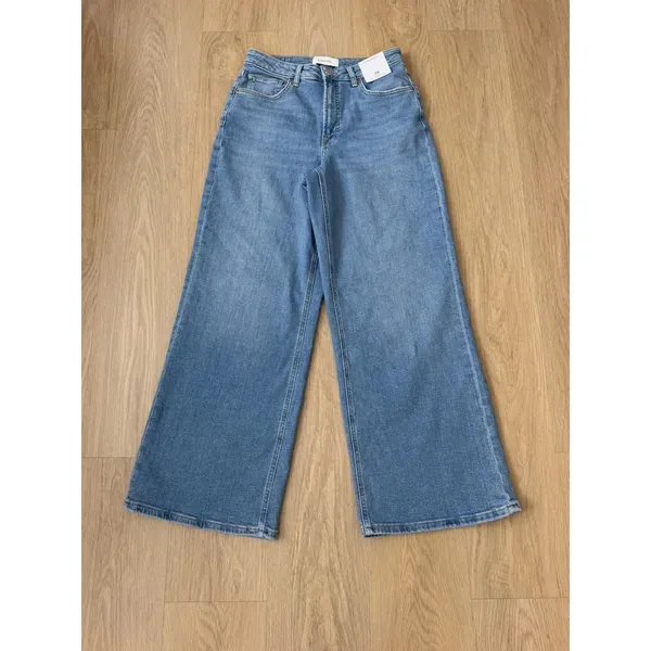 Fabletics High Rise Wide-Leg Jeans Med Wash Womens 29 Short baggie NWT - Image 4