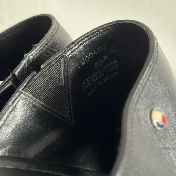 TOMMY HILFIGER Vintage 90s Y2K Black Leather Chunky Platform Slip On Clog Mules - Image 12