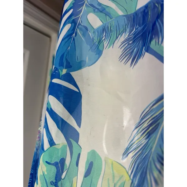 SHEIN Blue White Tropical Floral Sheer Tassel Beach Cover Up Size Large - Image 6