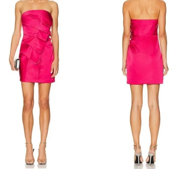 Revolve NWT A.L.C. Talita Ruffle Strapless Dress in pink. Size 12 - Image 7