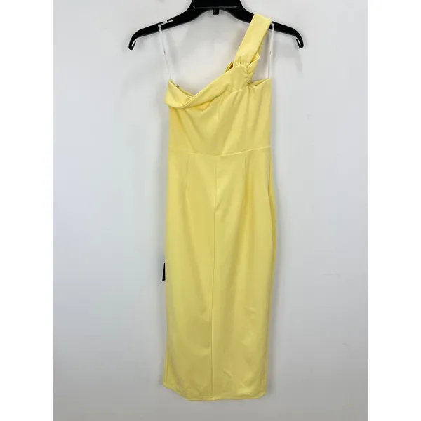 Lulus Twist and Make Up Light Yellow One-Shoulder Bodycon Midi Dress XS NWT - Image 7