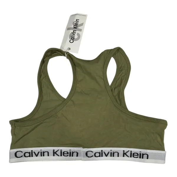 Calvin Klein Modern Cotton Logo Bralette Olive Green Medium - Image 2