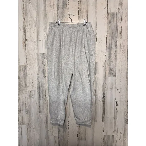 PINK Victoria’s Secret Light Gray High-Rise Fleece Joggers Women’s XL - Image 2