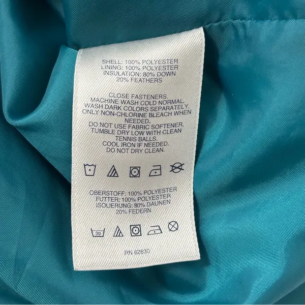 Lands End Turquoise Puffer Vest Down Feather Quilted Zip Up Womens XL 18 Outdoor - Image 12