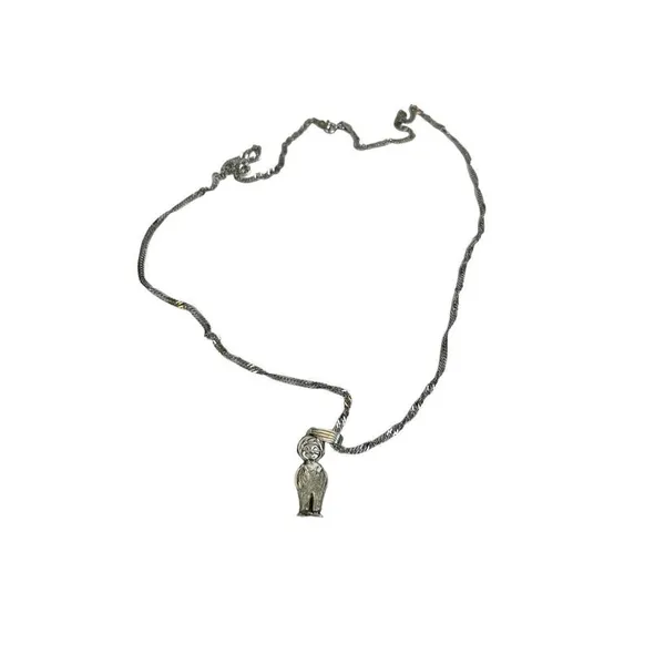 Boy charm necklace pendant 925 marking boy with overalls - Image 11