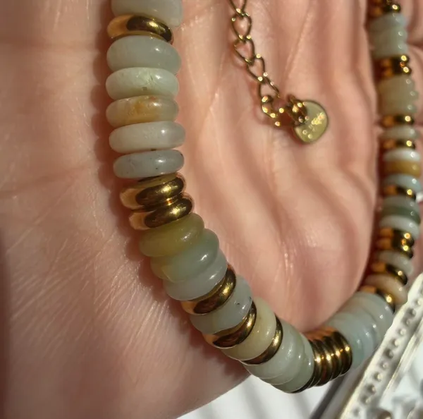 Gold and turquoise beaded bracelet handmade natural stones - Image 5