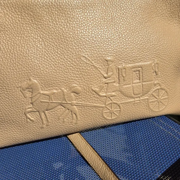 Coach Charley Embossed Horse and Carriage Pebbled Leather Crossbody TAN - Image 3