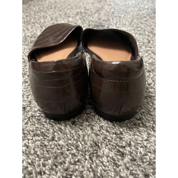 Old Navy Deep Brown Croc-Embossed Square-Toe d'Orsay Flats 8 - Image 8