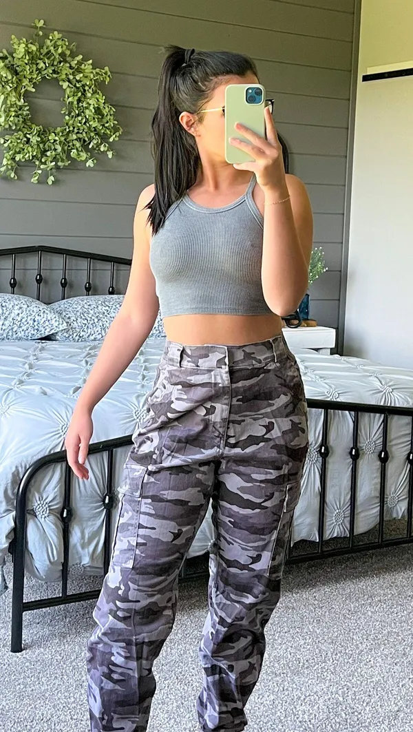 Gray Camo Cargo High Rise Jogger - Image 3