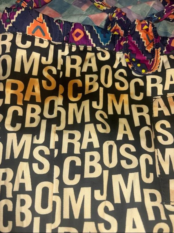 Marc By Marc Jacobs Multicolored Quilted Nylon Tote Bag Chevron Geometric Design - Image 13
