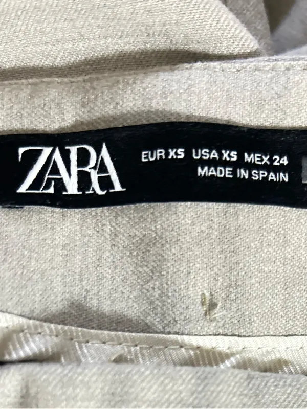 Zara High-Waist Pressed Pleated White Cream Wide-Leg Side Vents Pants Sz XS - Image 6