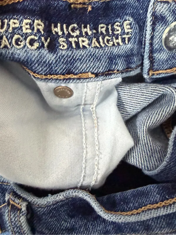 American Eagle Super High Rise Baggy Straight Crossover Jeans Size 18 Strigid - Image 7
