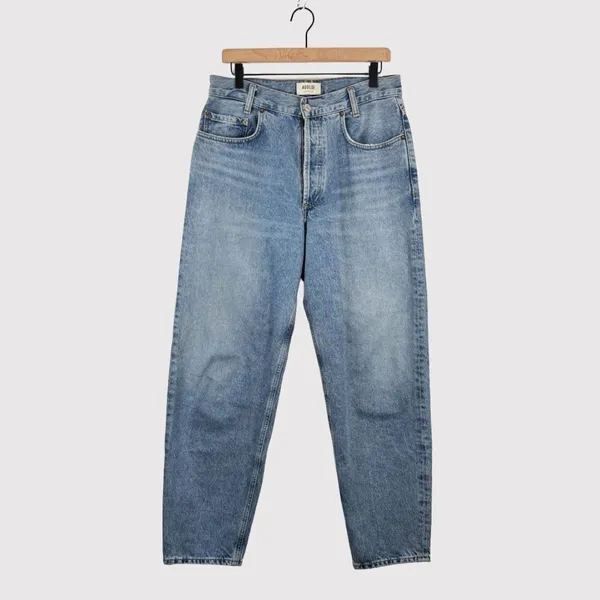 AGOLDE Womens Jeans Blue High Rise Baggy Tapered Denim Button Fly Medium Wash 28 - Image 2