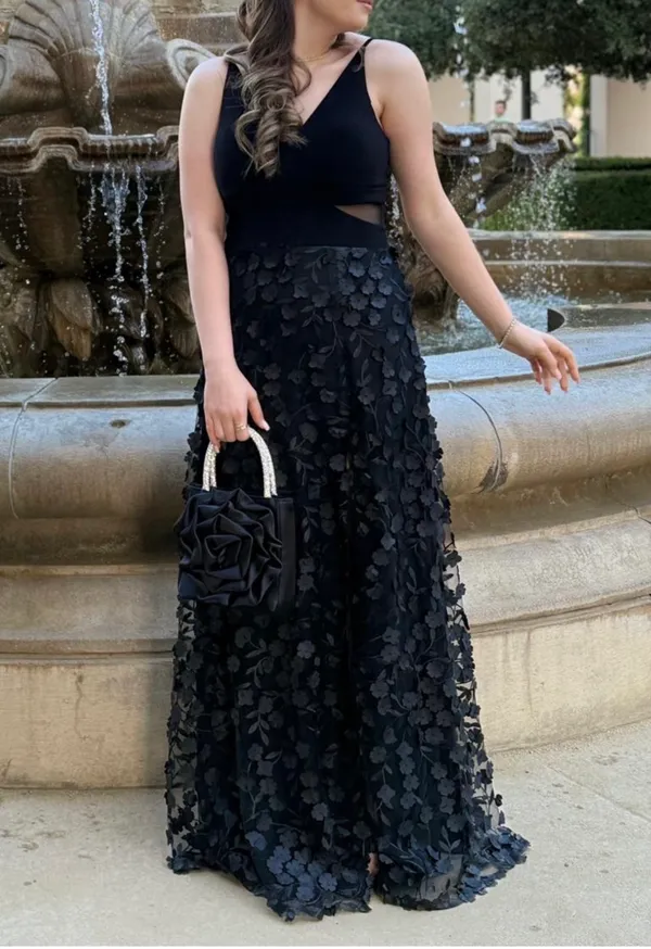 AQUA Floral Appliqué Gown Exclusive - Image 6