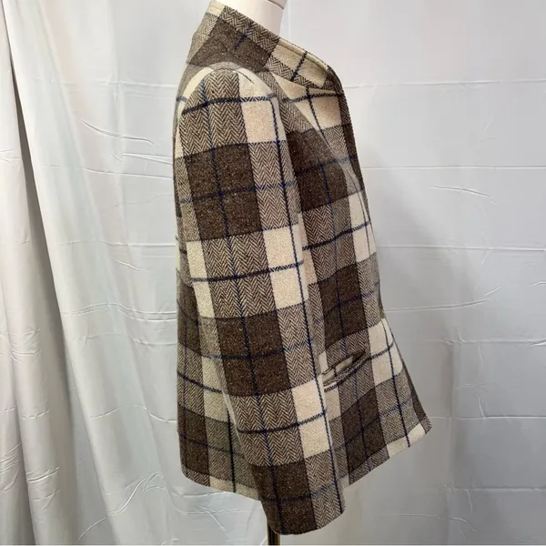 Vintage Bianca Plaid Single Button Wool Blazer‎ Jacket Womens 12 Preppy Classic - Image 10