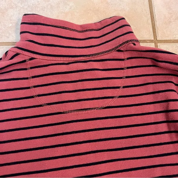 LL Bean Pink Striped 1/4 Zip Pullover Sz S Regular - Image 6
