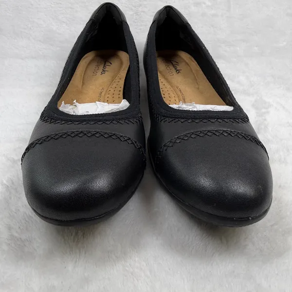 Clarks‎ Sara Bay Black Leather Ballet Flats Ultimate Comfort Round Toe Shoes 8M - Image 3