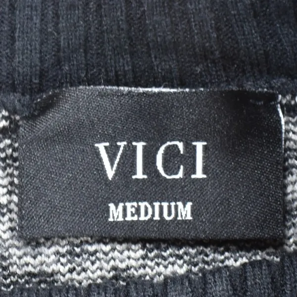 VICI Womens Medium Black White Geometric Knit Oversized Mock Neck Sweater - Image 7