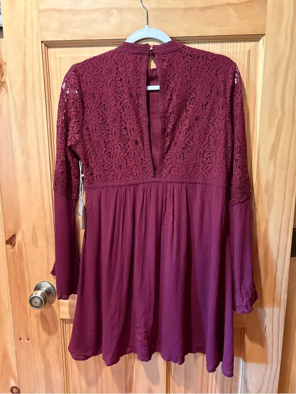 Altar'd State wine-colored babydoll mini dress women’s M NWT - Image 2