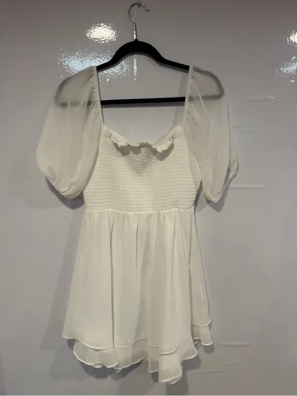 White Puff-Sleeve Altar’d State Mini Dress - Image 4
