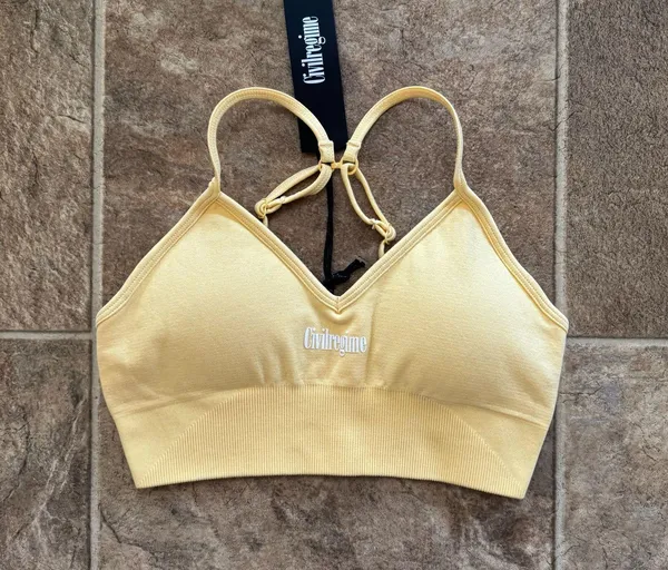 PacSun Civil Regime Pastel Yellow Kelly Seamless Bra Small - Image 2