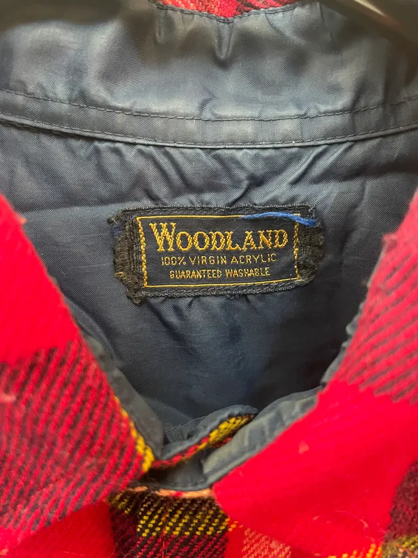 Woodland Vintage Red Buffalo Plaid Flannel Shirt Medium Long Sleeve Heavy - Image 3