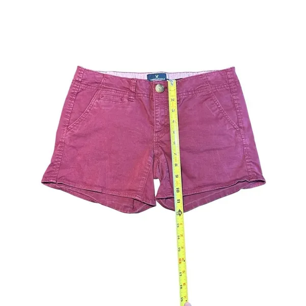 American Eagle Shortie 4 Red Low Rise Chino Shorts Stretch Y2K - Image 6