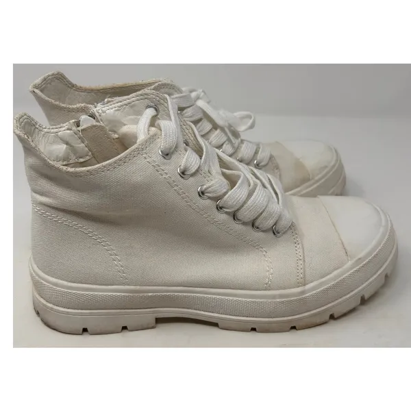 Unr8ed Women's White High Top Zip Up Sneakers Size‎ 8 - Image 3