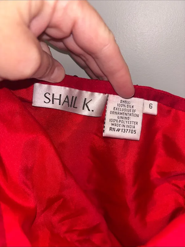 Shail K Silk Red Sequin Long Sleeve Mini Dress - Image 3