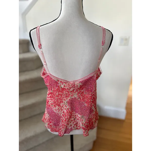 Josie Natori Pink & Red Ditzy Floral Lace Trim Cami Tank Lingerie Top - Image 7