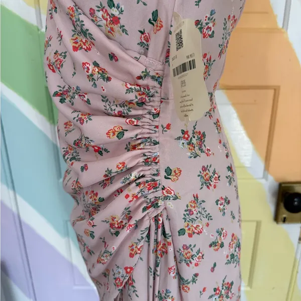 NWT Altar’d State Floral Side Ruche Puff Sleeve Mini Dress Sz Med 🍄 - Image 4