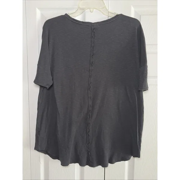 Life is Good Relaxed Fit Pocket Tee Womens Size L Charcoal Grey Ribbed Cotton L - Image 5