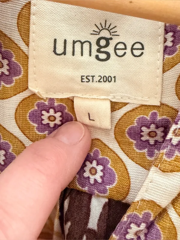 UMGEE Scarf Print Midi Shift Dress, Large, Ruffle Sleeves Boho Cottagecore - Image 11