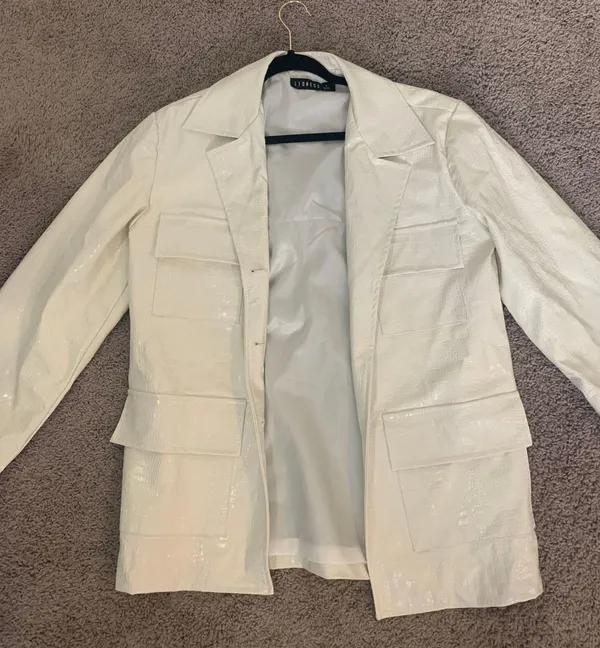 LIONESS White Faux Leather Jacket - Image 3