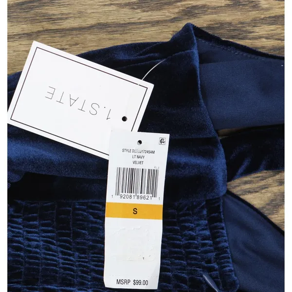NWT 1. State Womens Velvet Midi V Neck Rear Slit Dress DS93017245AM Navy Blue S - Image 6