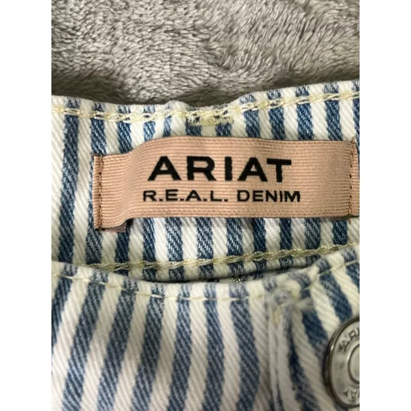 Ariat Ultra High Rise Jazmine Wide Leg Jeans Blue White Denim Stripe 26R - Image 5