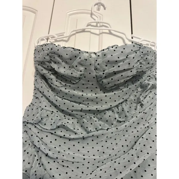 Hello Molly Mini‎ Dress Polka Dot Blue Ruffle Bustier NWT XL US 10 Coquette - Image 6