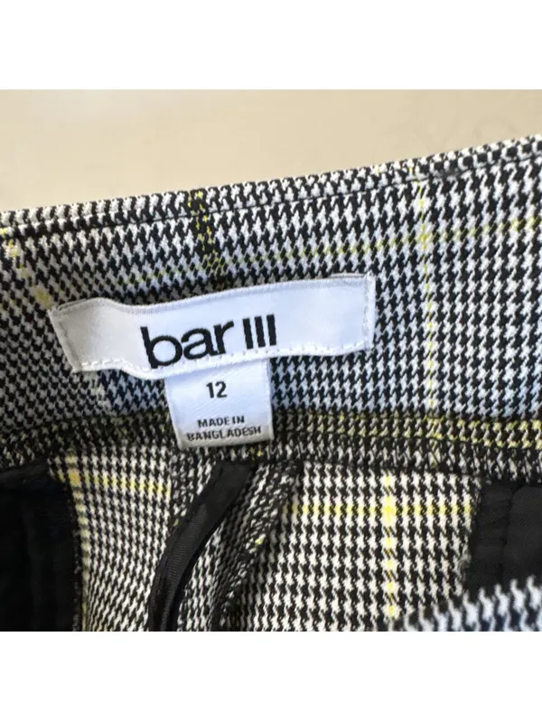 Bar III Plaid Ankle Pants Women’s Size 12 Grey Black Yellow Plaid Work Career - Image 8