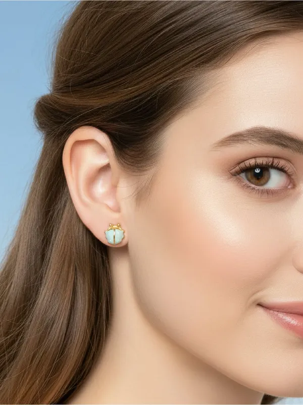 Blue Ladybug Stud Earrings - Image 5