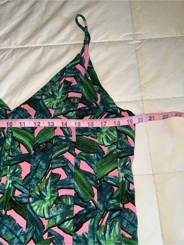 Topshop Pink Playsuit with Green Tropical Leaf Print - Image 6